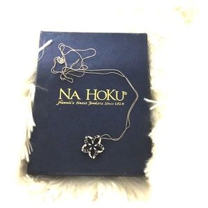 Na Hoku blue sapphire Floating Plumeria Pendant